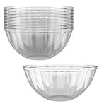 Clear Plastic Serving Bowls for Parties | 48 Oz. 12 Pack | Round Disposable Serving Bowls | Clear Chip Bowls | Party Snack Bowls | Plastic Candy Dish | Salad Serving Containers | Large Candy Bowls