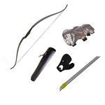 SAS Snake Recurve Bow Package: Black Snake Bow, Finger Tab, Leather Quiver, 6 x Fiberglass Arrows (18)