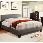 Winn Contemporary Style Gray Finish Leatherette Full Size Platform Bed Frame Set