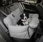 JACKO & CO - Premium Dog Car Seat Bed V2 for Small & Medium Pets Under 40lbs - Machine Washable, Removable Covers, Water Resistant, Clip-On Leash for Back Seat Use (Ultra Prem, Grey Medium 25-45lbs)