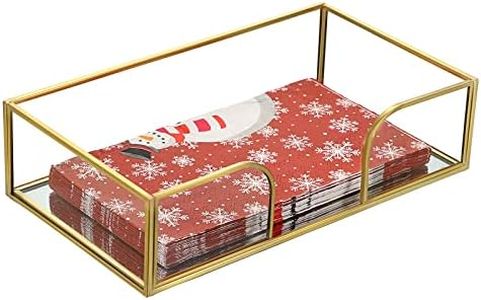 Sumnacon Bathroom Guest Towel Holder - Rectangle Glass Napkin Holder for Guest Hand Towels Paper Napkins, Decorative Napkin Holder Tray for Bathroom Vanity Toilet Tank Table Kitchen Countertop, Gold