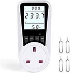 flintronic Power Meter Plug, Energy Monitor Socket with Backlight LCD Display, 7 Monitoring Modes Electricity Usage Consumption Analyzer Voltage Amps Wattage KWH,3680W/16A Overload Protection, UK Plug