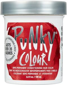 Punky Vermillion Red Semi Permanent Conditioning Hair Color, Vegan, PPD and Paraben Free, lasts up to 25 washes, 3.5oz