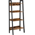 VASAGLE Ladder Shelf, 4-Tier Narrow Shelf, Bookshelf for Home Office, Living Room, Bedroom, Kitchen, Industrial, Rustic Brown and Ink Black LLS054X01