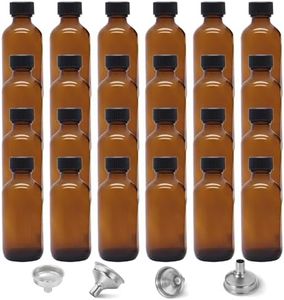 24 Pack 2oz Amber Glass Bottles for Vanilla Extract, Boston Round Leak-Proof Brown Glass Jars with Caps, Bonus Funnel - Ideal for Homemade Extracts, Essential Oils, DIY Christmas Party Gift Supplies