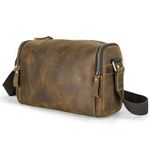 Top Grain Genuine Leather 11 Inch Messenger Bag for Man & Woman, Vintage Design, Multi Pockets & Adjustable Strap, Handmade Fits 8.3" iPad Mini, Portable Crossbody Bag for Daily/Business/Travel, Brown