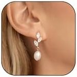 Pearl Drop Wedding Earrings for Brides Bridal Cubic Zirconia Pearl Earrings for Bridesmaid Jewelry Gift Bridal Jewelry for Wedding Mother of the Bride