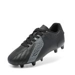 DREAM PAIRS Boys Girls Soccer Cleats Kids Football Shoes,Size 10 Toddler,BLACK/DARK/GREY,HZ19006K