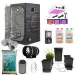 Complete Automated Grow Tent Kit - 4-Pot AutoPot System - 1.2 x 1.2 x 2m Green Box Grow Tent - 600w LED Grow Light - Canna Terra - Grow Light Timer