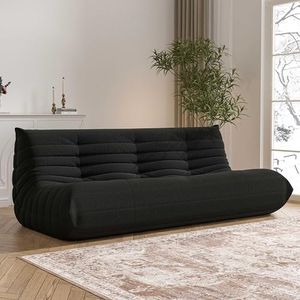 YVDNHP Big Bean Bag Chairs for Adults, 3 Seater Large Bean Bag Chair Sofa, Fireside Chair Lazy Sofa Chair with High Density Comfortable Foam, Modern Bean Bag for Living Room, Bedroom, Office (Black)