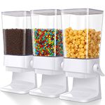 Hoolerry 3 Pack Cereal Dispenser Countertop 5500ml Large Cereal Containers Storage Dispenser Dry Food Dispenser Storage Rice Candy Dispenser Machine for Oatmeal Pet Food Home Office Pantry Bar (White)