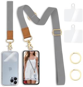 Yonlevres Phone Lanyard Crossbody Wrist Strap, Grey Cell Phone Lanyards for around the Neck Wristlet Adjustable Strap Solid Color for Keys Case ID Badges Accessories