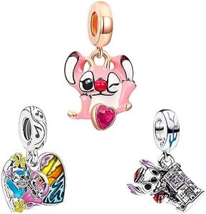 Doyafer 925 colgante de encanto de pulsera de plata esterlina para mujeres, tres juegos de cuentas de dibujos animados para collares de pulsera para mujeres