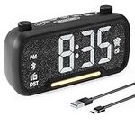 Bluetooth Alarm Clock for Bedroom - Digital FM Radio Clock with 5 Dimmable Brightness, 16 Volume, Night Light, 2 USB Charging Ports, Big Snooze, Touch Button, 12/24H&DST, Power-Off Memory Radio Clock