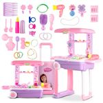 Baybee 3 in 1 Beauty Makeup Kit Set Toys for Kids Girls, Convertible Dressing Table & Suitcase, Pretend Role Play Toys with Make up Table Accessories Playtoys Sets for Baby Girl Age 3-8 Years Old