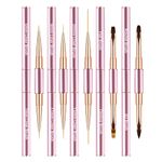 Qzqetet Nail Art Brushes Set - Professional 5pcs Double-Ended Acrylic Nail Art Brushes Liner Detail Thin Brushes For Drawing Design Brushes Gel Builder Brushes 3D Nail Art Tools For Salon At Home DIY Manicure Nail Art Tool Kit (Purple)