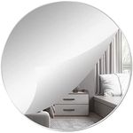 DARENYI 12'' Round Wall Mirror Self Adhesive Non Glass Mirror Large Acrylic Mirror Disc High Clear Wall Mirror Circle Mirror Sticker Decorative Mirror for Bathroom, Bedroom, Door etc