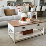 PHI VILLA Coffee Table for Living Room - Farmhouse Modern Coffee Tables with Storage, Ivory White Coffee Table