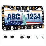 Cute Dog License Plate Frame Pet Paw Animal License Plate Holder Metal Rust-Proof Auto Parts Decoration with Screws License Plate Cover for Men Women Youth 12x6 Inch