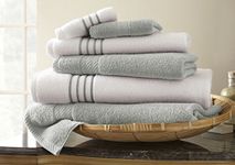 Amrapur Overseas 5QKSTTLG-SIL-ST 6 Pc Quick Dry Stripe Towel Set Silver, Standard