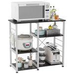 soges Kitchen Baker's Rack Utility Microwave Oven Stand Storage Cart Workstation Shelf with Basket Large Size, Black 171-BK