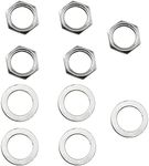 LQ Industrial Jack Socket Nut with Washer 5Sets Silver Electric Guitar Hex Nuts and Washers Guitar Bass Jack Replacement Parts