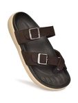 HEALTH FIT Extra Soft Premium Classic Cushion Sliders/with Adjustable Buckle Strap & Light Weight Anti-SkidWaterproof Luxurious Slippers for Men's HF119 BR UK-9
