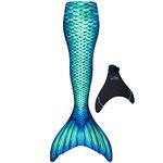 Fin Fun Limited Edition Mermaid Tail for Swimming for Women, Teen and Adults with Monofin, Small, Aquamarine