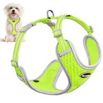 ThinkPet Reflective Breathable Soft Air Mesh No Pull Puppy Choke Free Over Head Vest Ventilation Harness Leash Set for Puppy Small Medium Dogs (Harness Leash Set Neon Yellow,M)