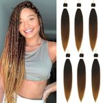 Braiding Hair Pre Stretched - 6 Packs Prestretched Braiding Hair 26 Inch Ombre Braiding Hair Itch Free Yaki Synthetic Hair Extension for Braids (26 Inch(6Packs), 1B/30/27)