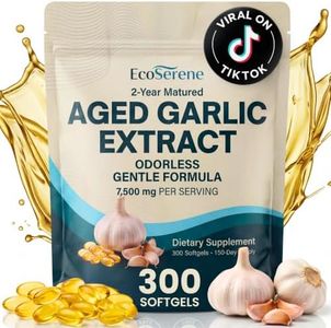 Aged Garlic Extract 7500mg – 2 Years Matured Odorless Garlic Supplements – 300 Softgels, 150-Day Supply – Supports Immune Health & Heart Function - Aged Garlic Supplements for Men & Women