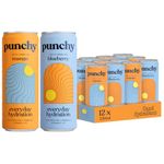 Punchy Drinks - Mixed Case of Mango & Blueberry, Everyday Hydration, Lightly Sparkling, Electrolytes, Vitamins, Real Fruit, Support Immunity & Muscle Function, Caffeine Free, Low Calorie - 12 x 330ml