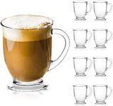 Glass Mugs,QAPPDA Clear Coffee Mugs with Handle 15 oz,Tea Mugs 450ml,Beer Glasses with Handle,Glass Cup Drinkware for Beverage,Juice,Latte Cups Cappuccino Mugs Beer Mug Water Cups Sets of 8 KTZB107