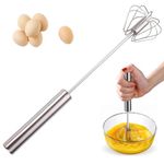 Wenrecu Egg Whisk-Stainless Steel Semi Automatic Whisk, Rotatable Hand Push Whisk Blender Automatic Whisk Mixer Versatile Mixer Stirrer Tool for Cooking Kitchen Home Egg Milk (12 Inches)