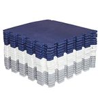 LaFamille 1' x 1'(30cm x 30cm Interlocking Floor Mats|Soft Foam Mat| Play Mat|Gym Mat(Blue White Grey 18Pieces)