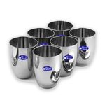 Sharda Metals Set of 6 Sleek Polished Water Juice Glass Tumblers Quality Stainless Steel – Drinkware Dinning Table Accessories