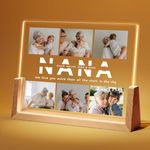 Personalized Gifts for Nana - Custom Acrylic Plaque with Photo & Text, Customized Night Light with Picture Frame, Nana Gift Ideas from Grandchildren, Gift for Nana's Birthday Day