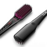 HCAH Hair Straightener Brush, Negative Ion Ceramic Straightener Brush 30s Quick Heating, Electrically Heated Hair Brush Straighteners for Women's Hair Styling, 90°C-230°C Adjustable, Dual Voltage