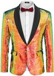 COOFANDY Men's Sequin Tuxedo Wedding Dress Slim Fit Party Suit Jacket