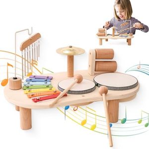 Ikubigu 7 in 1 Kids Drum Set for Kids Musical Instruments Baby Musical Toy Montessori Xylophone Drum Kit Toys for Boys Girls Months Birthday Gifts