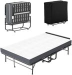 mysteeldepot Folding Bed with Mattress, 74"x 46" Roll Away Beds for Adult, Twin Size Portable Rollaway Bed with Headboard & Sturdy Metal Frame, Foldable Bed for Office Outdoor Camping