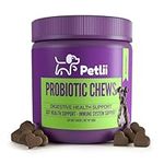 Petlii PROBIOTIC CHEWS - dog probiotics for gut health - digestive enzymes for dogs - Dog flatulence treatment - pumpkin for dogs - 120 Tasty beef treats