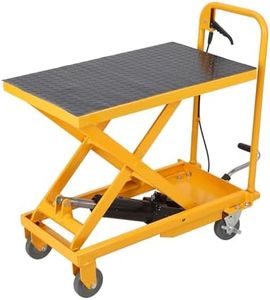Garvee Hydraulic Lift Table Cart, 500lbs Capacity 28.4" Lifting Height, Manual Single Scissor Lift Table with Non-Slip Pad, Elevating Hydraulic Cart for Material Handling and Transportation, Yellow