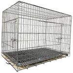 DRK Shopmart Iron Double Door Cage With Removable Tray, Durable Folding House For Pets,Heavy Duty Dog, Travel Carrier Flight Crate For Dogs, Cats And Rabbits.(24Inch Black)