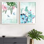 Painting Mantra Floral Theme Set of 2 Framed Canvas Art Print, Painting -13x17 inchs