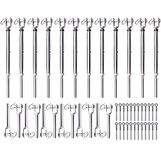 Hettwo 12Pairs T316 Stainless Steel Cable Railing Kits for 1/8" Wire Rope Cable, 12Pack Jaw & Swage Turnbuckle, 12pack Fork Terminal Swage and Lag Screw Eye, T316 Marine Grade