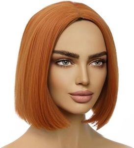 MAGQOO Ginger Wig Dark Orange Wig 10 Inches Women Girls Short Straight Bob Auburn Wigs Red Brown Hair Synthetic Heat Resistant Cosplay Costume Party