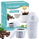 CAPMESSO Disposable Coffee Filters with Lid Kerig Paper Filter for Reusable Single Serve Pods Compatible with Keurig 2.0 & 1.0 Coffee Maker (White, 200)