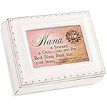 Nana Treasure Blessed Ivory Rope Trim 4.5 x 3.5 Tiny Square Jewelry Keepsake Box