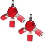 Ufixed Non Rust 3 Way Air Hose Splitter 1/4 NPT Coupler Red 2 Pcs, Air Compressor Splitter Leak Proof Multi Port Air Manifold 1/4 NPT, Air Hose Accessories Quick Connecting Air Tool Fittings